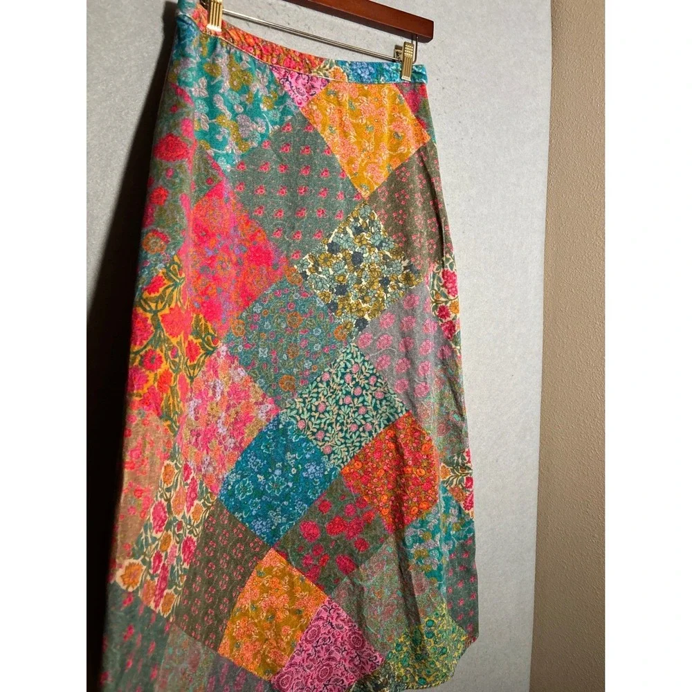 Natural Life Med Patchwork Floral Maxi Skirt Cotton Boho Cottagecore Festival